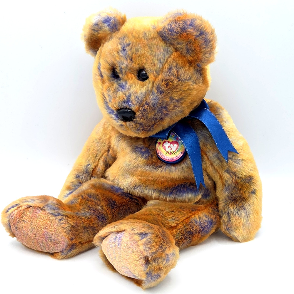 Ty Beanie Buddie Clubby 3 Bear 2000 Brown Blue Flecks Stuffed Animal Toy 13 inch